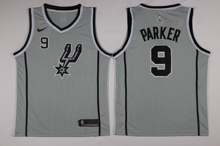 Men San Antonio Spurs #9 Parker Grey Game Nike NBA Jerseys->portland trail blazers->NBA Jersey